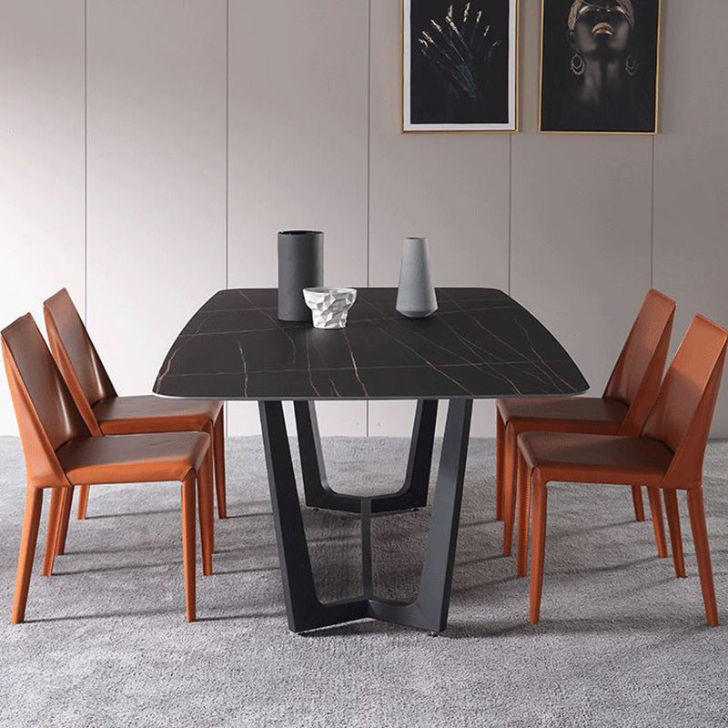 Contemporary Sintered Stone Dinette Set 1/2/5/7 Pieces Rectangular Dining Table Set