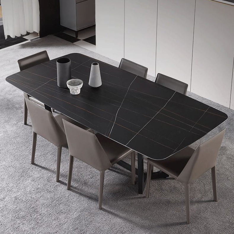 Contemporary Sintered Stone Dinette Set 1/2/5/7 Pieces Rectangular Dining Table Set