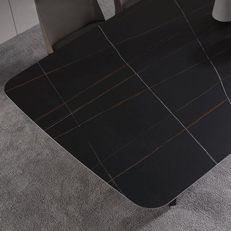Contemporary Sintered Stone Dinette Set 1/2/5/7 Pieces Rectangular Dining Table Set