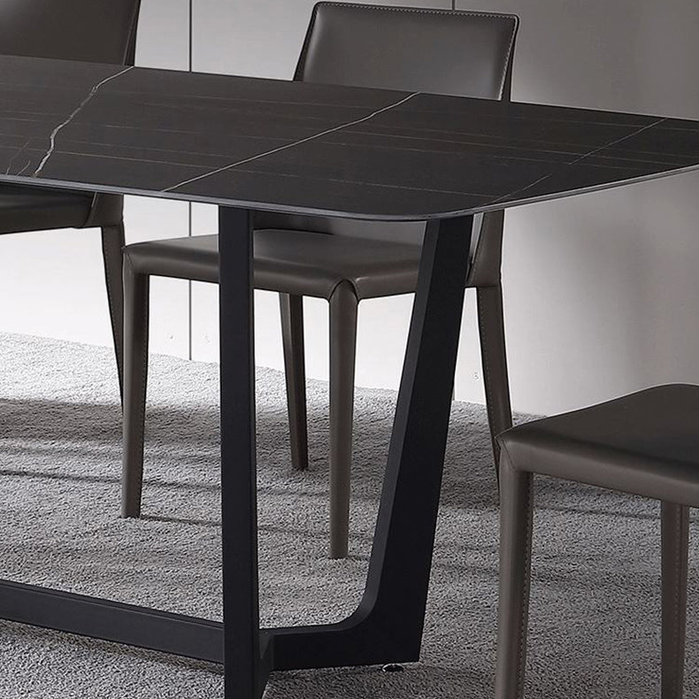 Contemporary Sintered Stone Dinette Set 1/2/5/7 Pieces Rectangular Dining Table Set