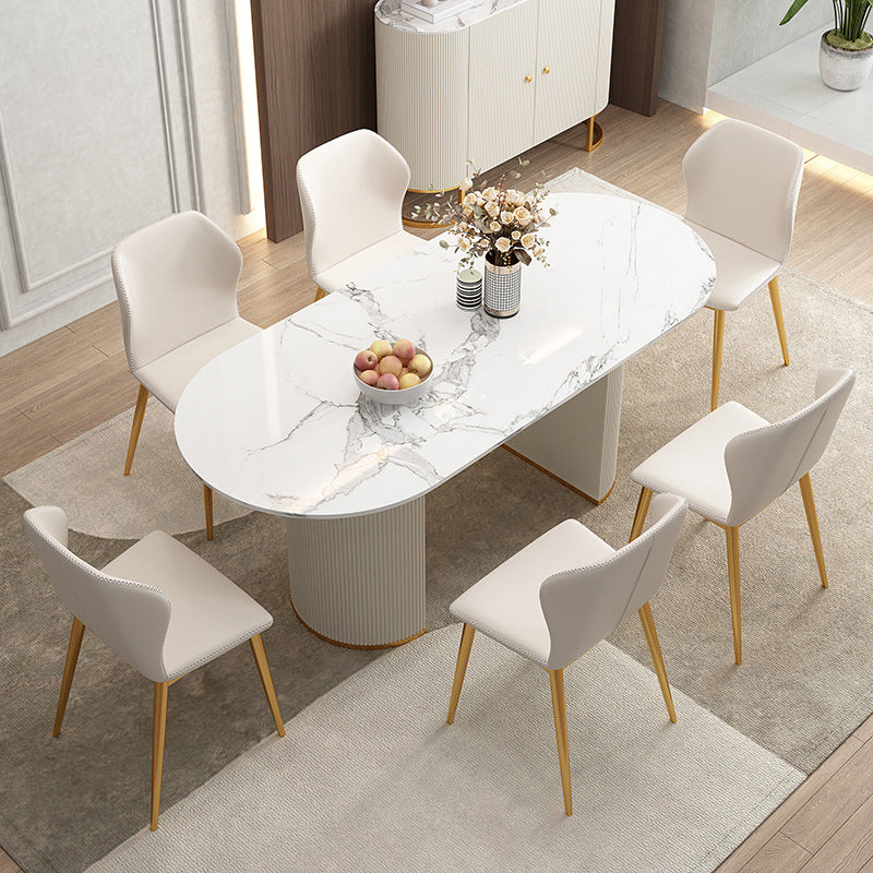 Designer Style Oval Dining Table Set 1/4/5/7 Pieces Sintered Stone Dining Set