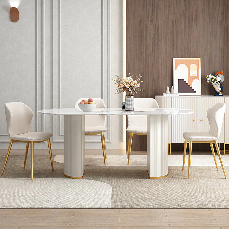 Designer Style Oval Dining Table Set 1/4/5/7 Pieces Sintered Stone Dining Set