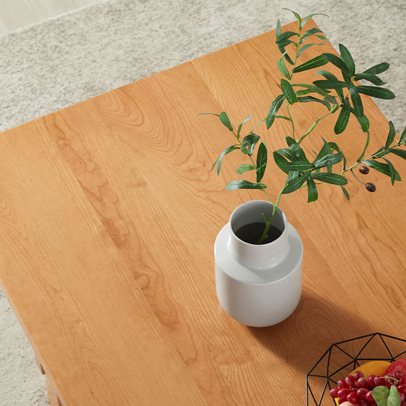 Contemporary Trestle Base Dining Table Rectangle Solid Wood Table