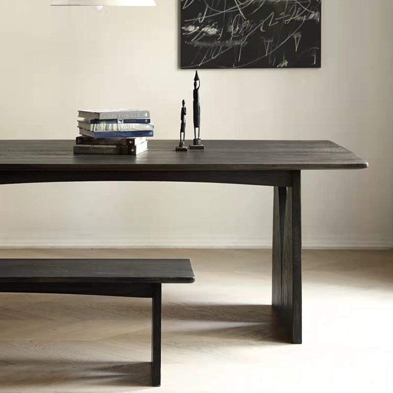 Pine Solid Wood Dining Room Table Modern Double Pedestal Table in Black