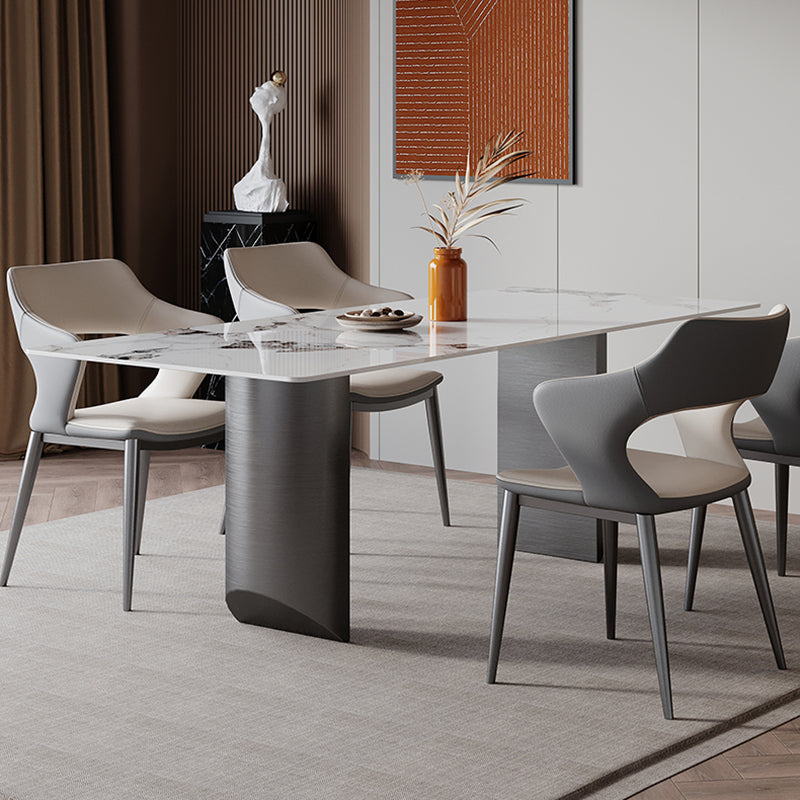 Modern Style Dining Table Sintered Stone Double Pedestal Table for Home