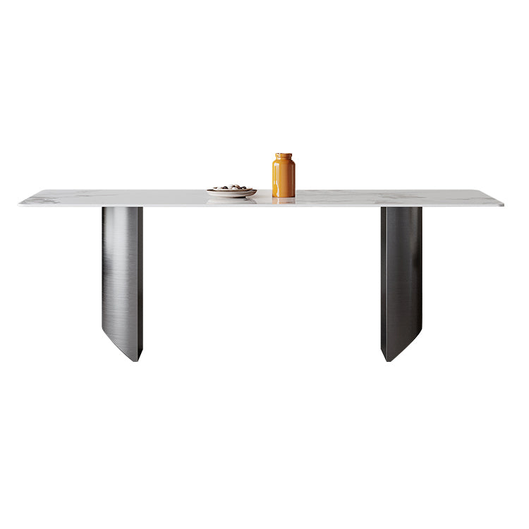 Modern Style Dining Table Sintered Stone Double Pedestal Table for Home