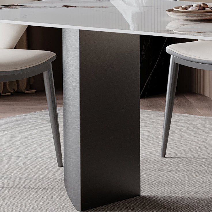 Modern Style Dining Table Sintered Stone Double Pedestal Table for Home