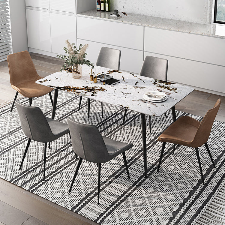 Rectangle 4 Legs Industrial Dining Table Fixed Table of Sintered Stone