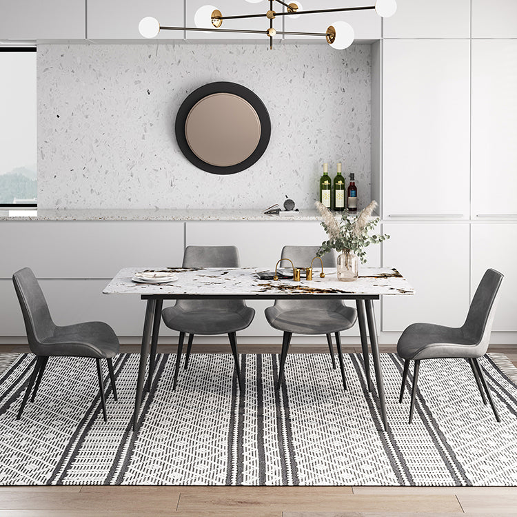 Rectangle 4 Legs Industrial Dining Table Fixed Table of Sintered Stone