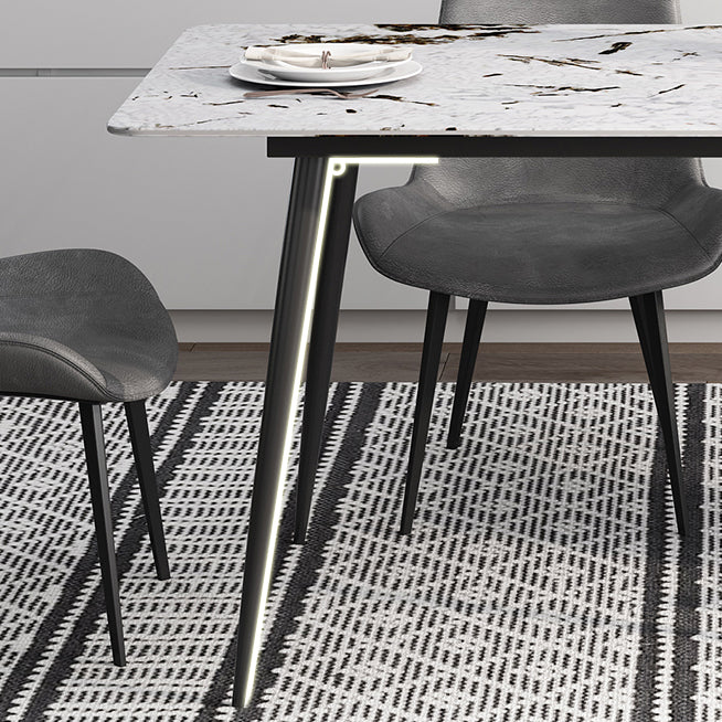 Rectangle 4 Legs Industrial Dining Table Fixed Table of Sintered Stone