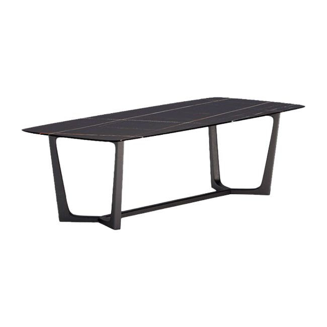 Industrial Black Table for Restaurant Rectangle Dining Table with Trestle Base