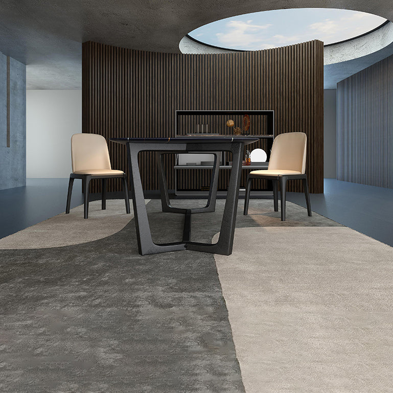 Industrial Black Table for Restaurant Rectangle Dining Table with Trestle Base