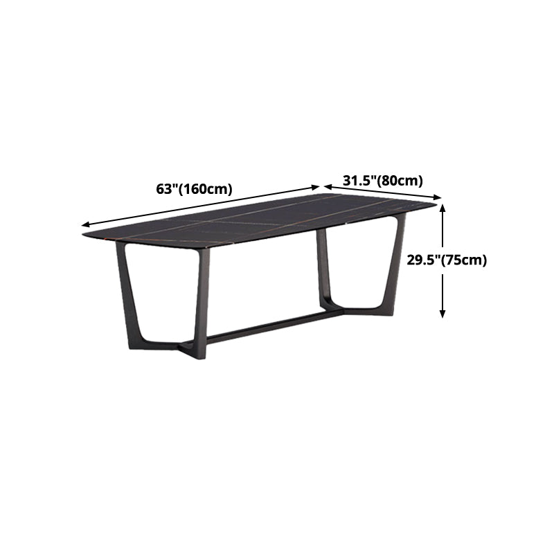 Industrial Black Table for Restaurant Rectangle Dining Table with Trestle Base