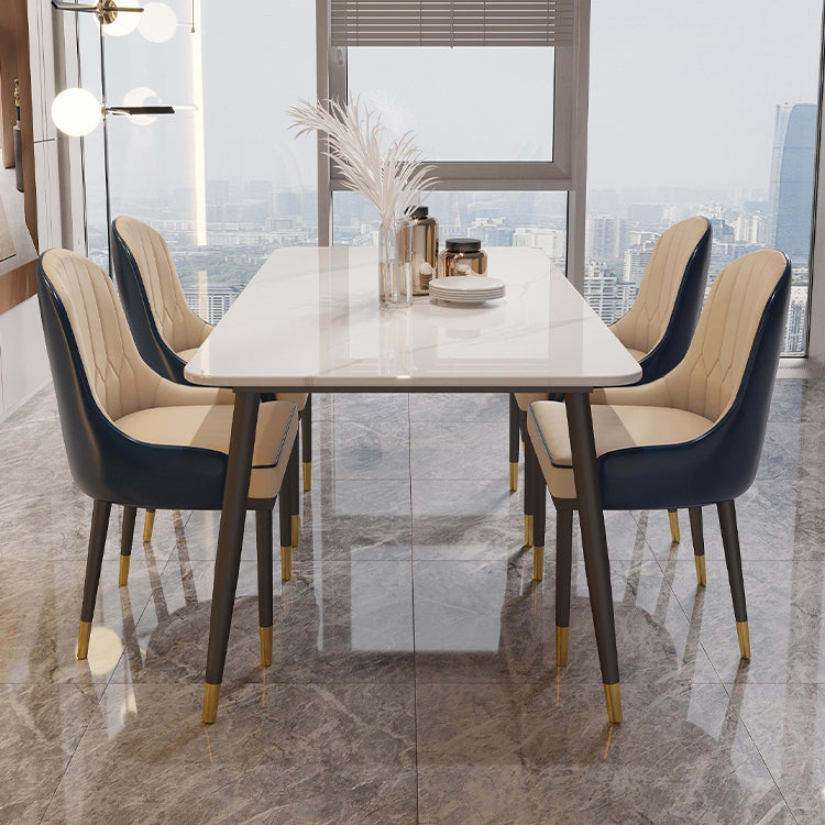 White Sintered Stone Dining Table Traditional Luxury Dining Table with 4 Legs