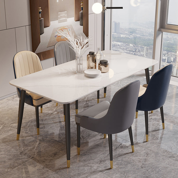 White Sintered Stone Dining Table Traditional Luxury Dining Table with 4 Legs