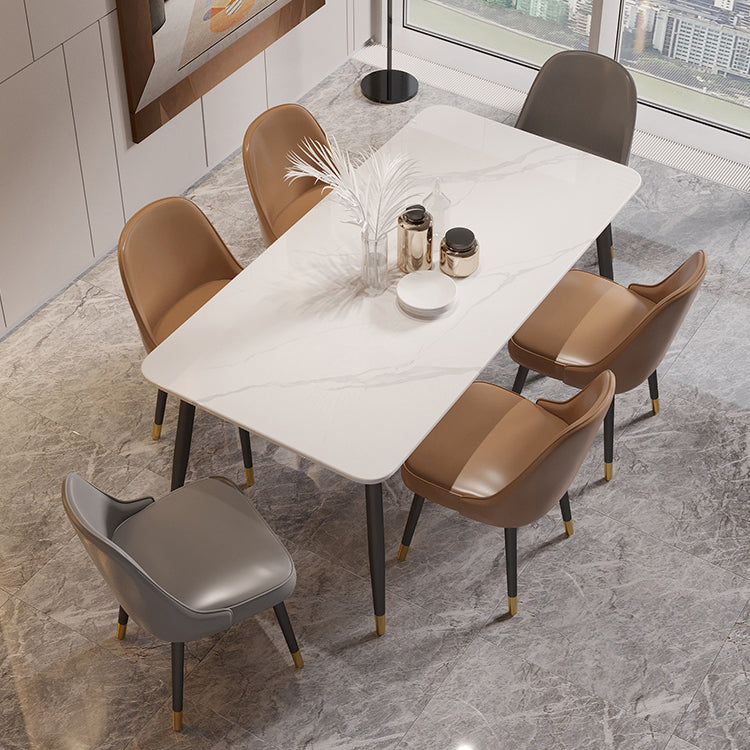 White Sintered Stone Dining Table Traditional Luxury Dining Table with 4 Legs