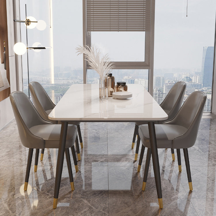 White Sintered Stone Dining Table Traditional Luxury Dining Table with 4 Legs