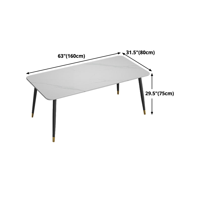White Sintered Stone Dining Table Traditional Luxury Dining Table with 4 Legs