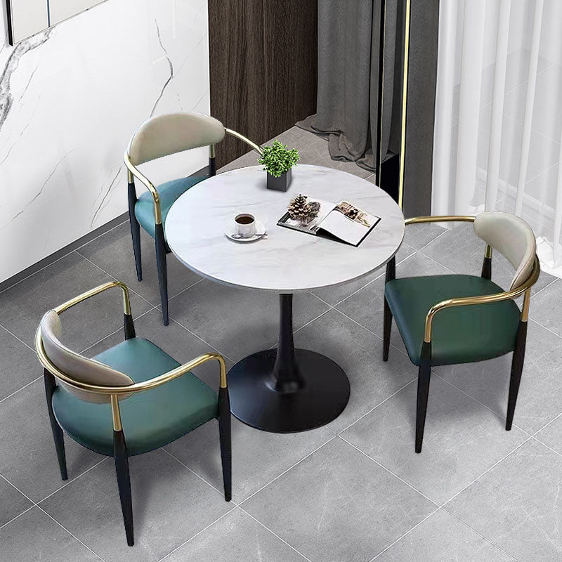 Modern Style Arm Chair Open Back Dining Chair with Metal Legs