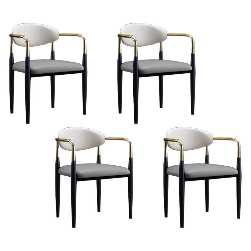 Modern Style Arm Chair Open Back Dining Chair with Metal Legs