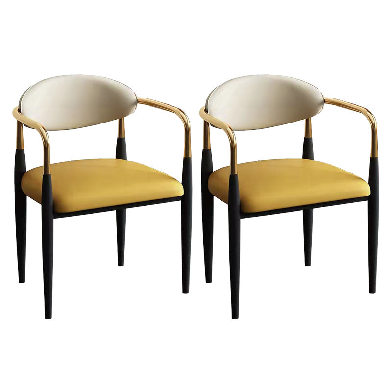 Modern Style Arm Chair Open Back Dining Chair with Metal Legs