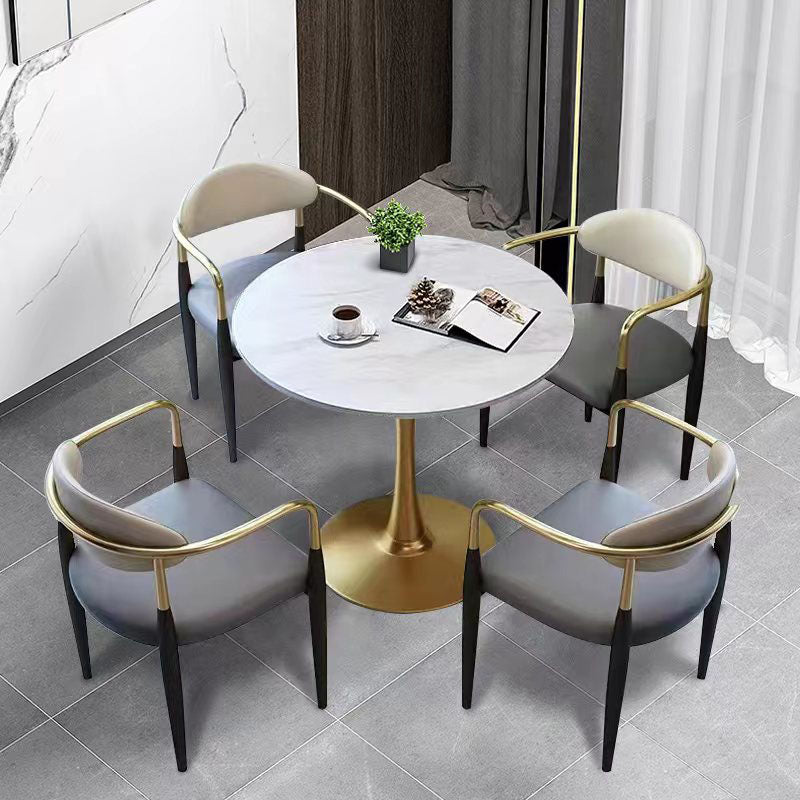 Modern Style Arm Chair Open Back Dining Chair with Metal Legs