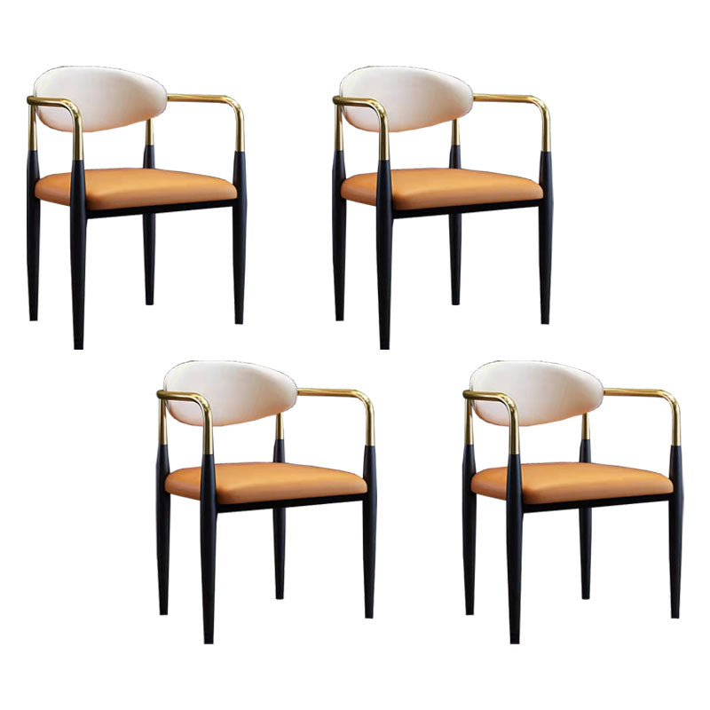 Modern Style Arm Chair Open Back Dining Chair with Metal Legs