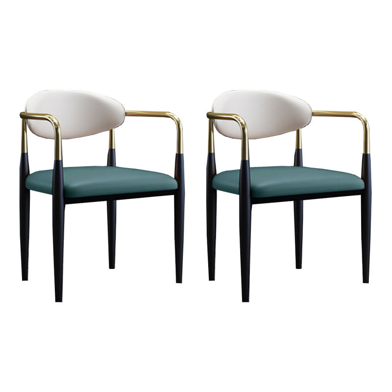 Modern Style Arm Chair Open Back Dining Chair with Metal Legs