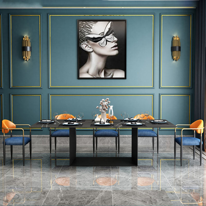 Modern Style Arm Chair Open Back Dining Chair with Metal Legs