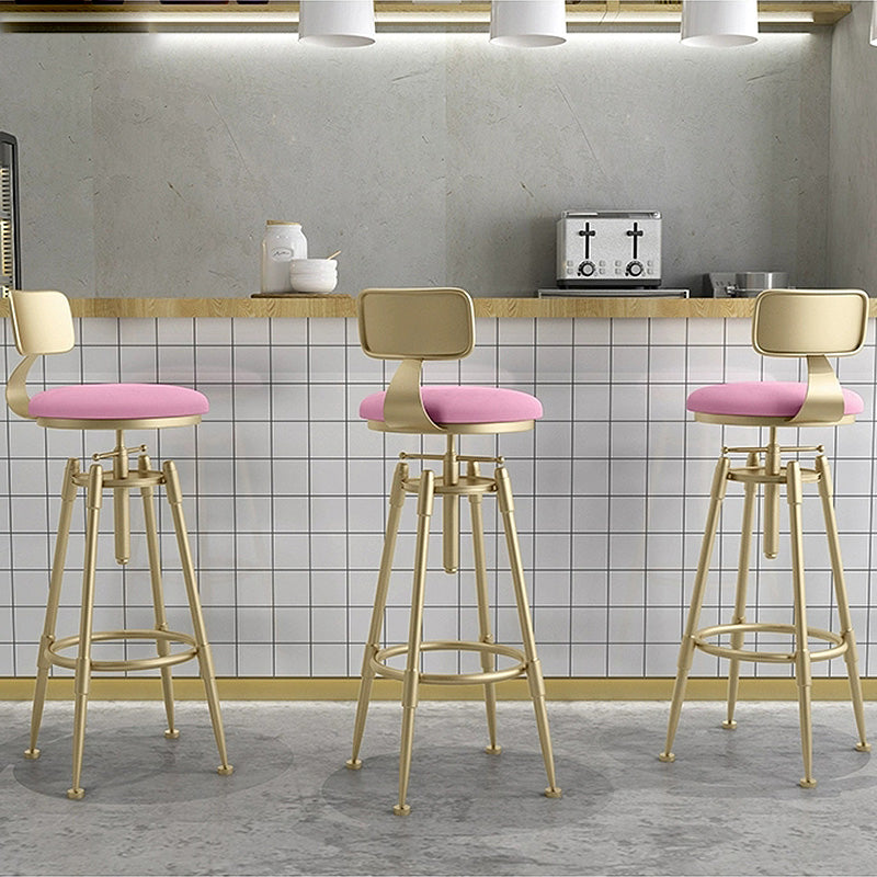 Glam Liftable Rotatable Counter Stool Iron Kitchen Bar Stool with Cushion and Pedal