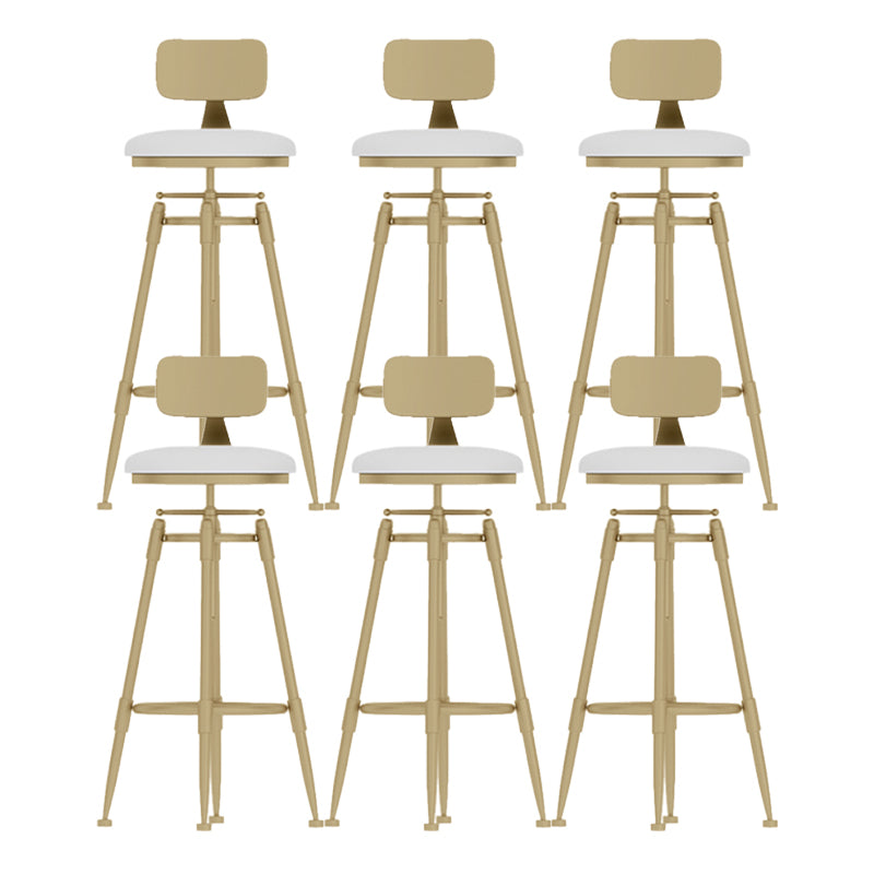 Glam Liftable Rotatable Counter Stool Iron Kitchen Bar Stool with Cushion and Pedal