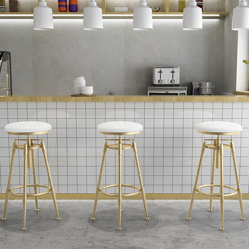 Glam Liftable Rotatable Counter Stool Iron Kitchen Bar Stool with Cushion and Pedal