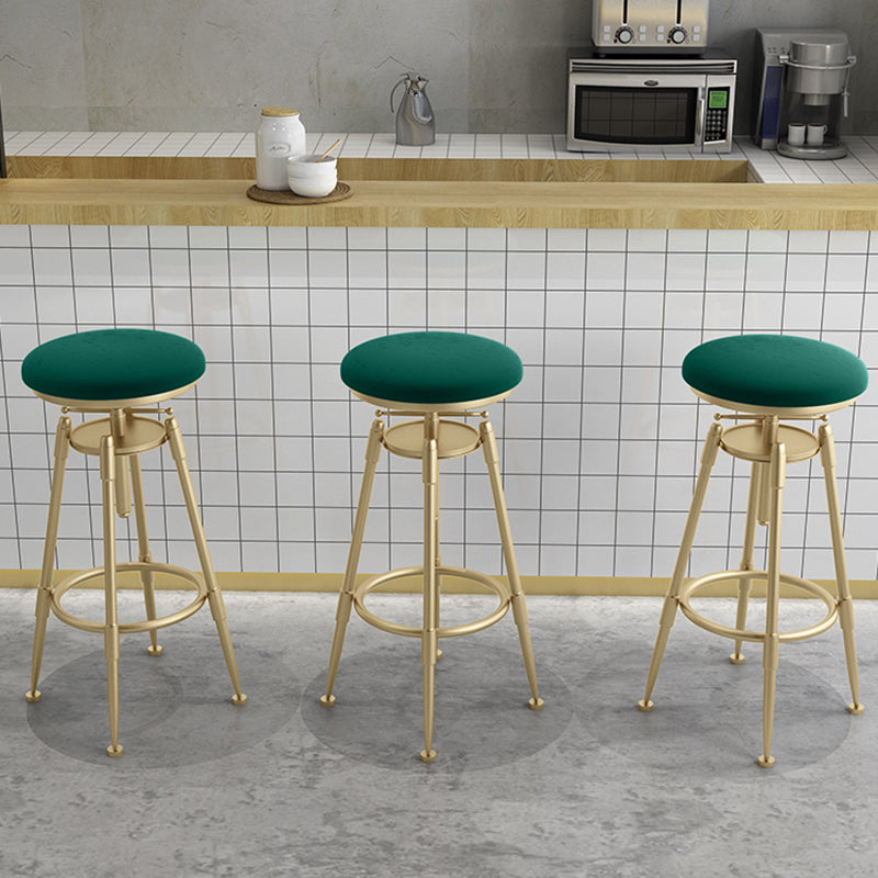 Glam Liftable Rotatable Counter Stool Iron Kitchen Bar Stool with Cushion and Pedal
