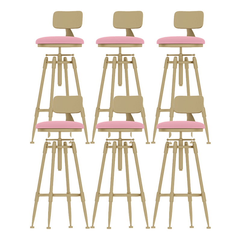 Glam Liftable Rotatable Counter Stool Iron Kitchen Bar Stool with Cushion and Pedal