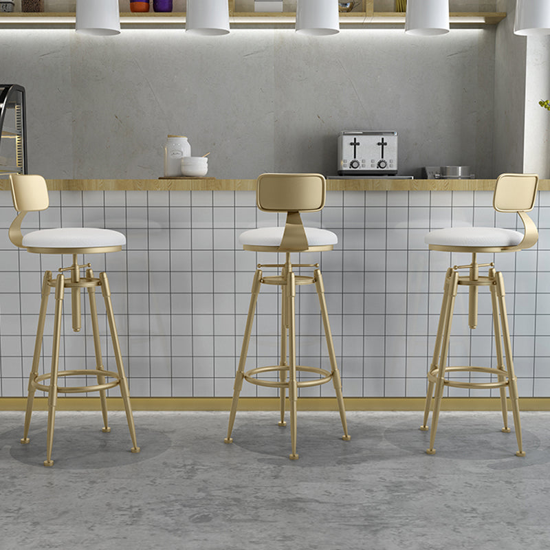 Glam Liftable Rotatable Counter Stool Iron Kitchen Bar Stool with Cushion and Pedal