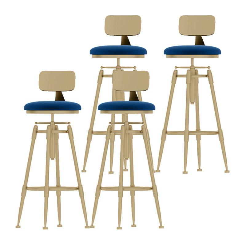 Glam Liftable Rotatable Counter Stool Iron Kitchen Bar Stool with Cushion and Pedal