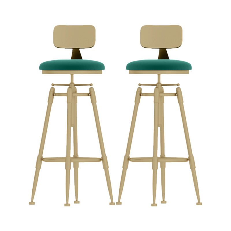 Glam Liftable Rotatable Counter Stool Iron Kitchen Bar Stool with Cushion and Pedal