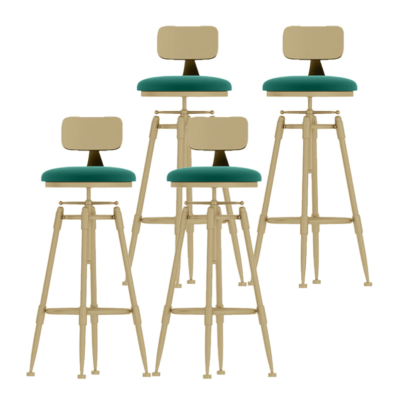 Glam Liftable Rotatable Counter Stool Iron Kitchen Bar Stool with Cushion and Pedal