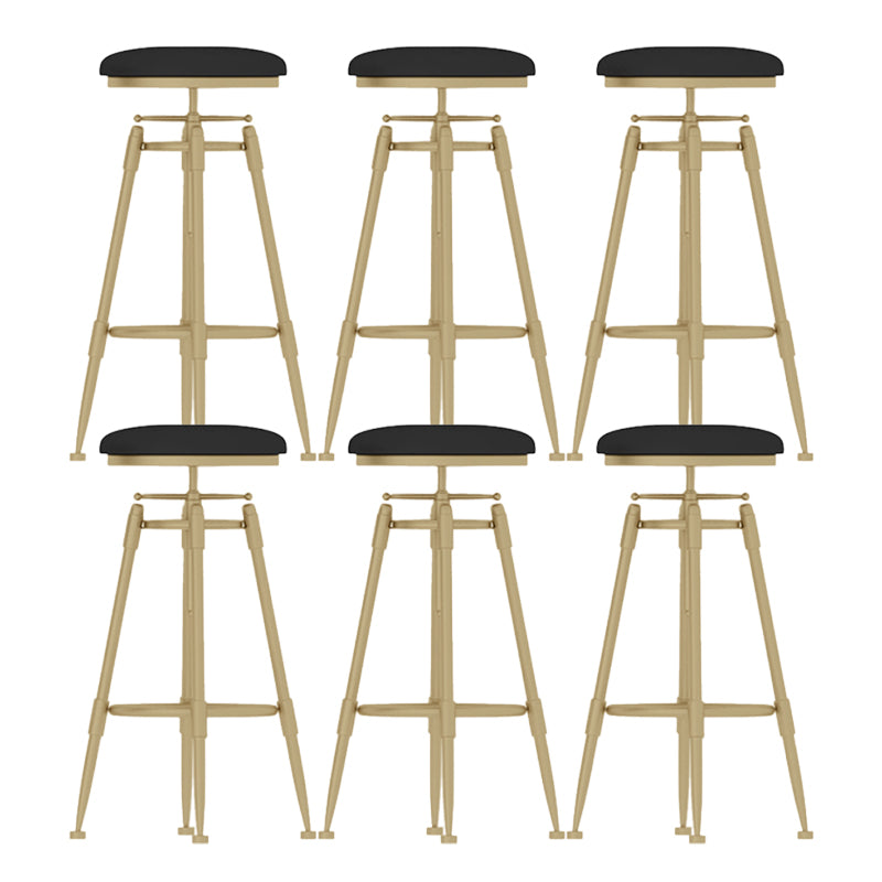 Glam Liftable Rotatable Counter Stool Iron Kitchen Bar Stool with Cushion and Pedal