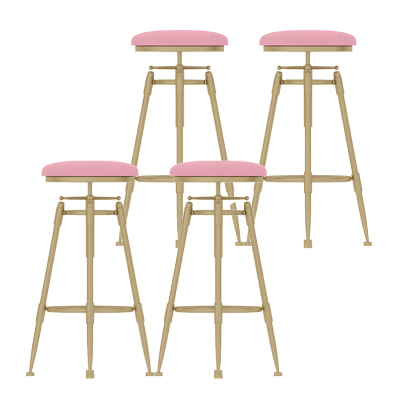 Glam Liftable Rotatable Counter Stool Iron Kitchen Bar Stool with Cushion and Pedal