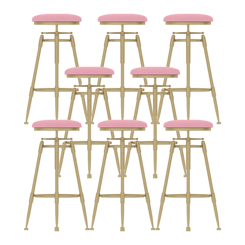 Glam Liftable Rotatable Counter Stool Iron Kitchen Bar Stool with Cushion and Pedal