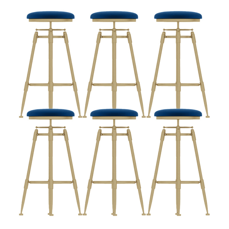 Glam Liftable Rotatable Counter Stool Iron Kitchen Bar Stool with Cushion and Pedal