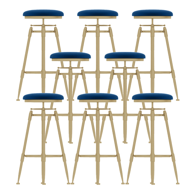 Glam Liftable Rotatable Counter Stool Iron Kitchen Bar Stool with Cushion and Pedal