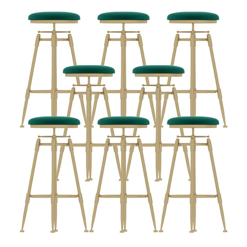 Glam Liftable Rotatable Counter Stool Iron Kitchen Bar Stool with Cushion and Pedal