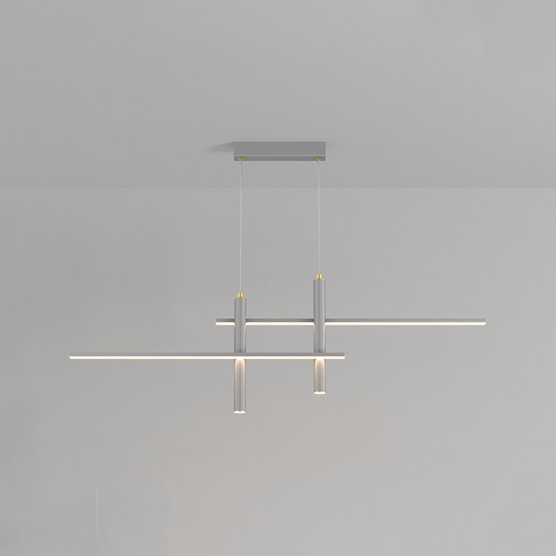 Metal Linear Shape Hanging Lights Modern 4 Lights Pendant Light Fixtures