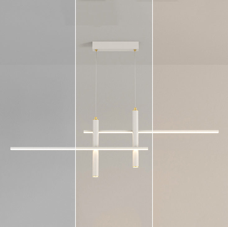Metal Linear Shape Hanging Lights Modern 4 Lights Pendant Light Fixtures