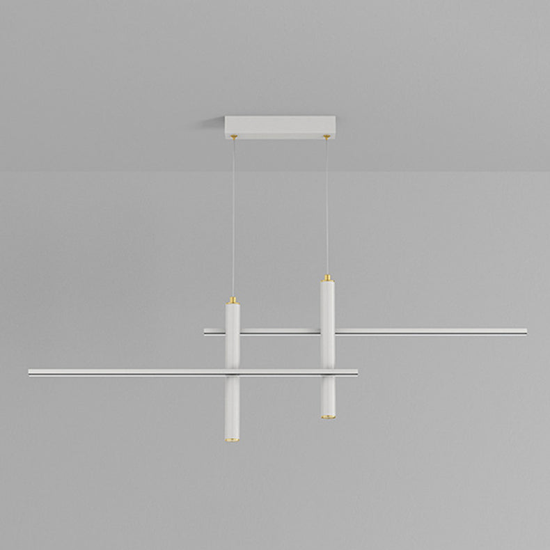 Metal Linear Shape Hanging Lights Modern 4 Lights Pendant Light Fixtures