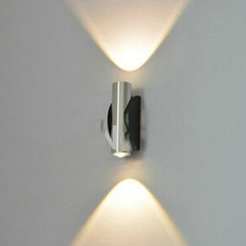 2 Lights Cylinder Wall Mounted Lamps Modern Style Metal Wall Sconces in Silver