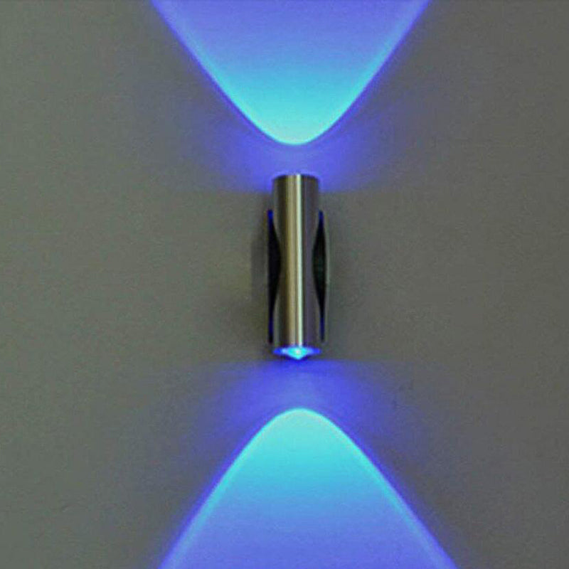 2 Lights Cylinder Wall Mounted Lamps Modern Style Metal Wall Sconces in Silver