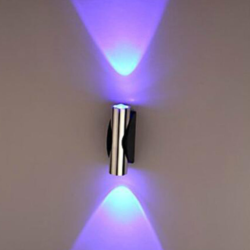 2 Lights Cylinder Wall Mounted Lamps Modern Style Metal Wall Sconces in Silver